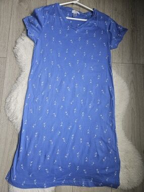 💫Jockey Blue Floral Cotton Sleep Dress Nightgown - Size S/P 🌸
